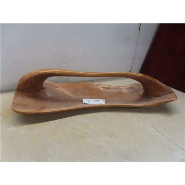 Hand-Carved Natural Wood Tray (Approx. 30" × 12")
