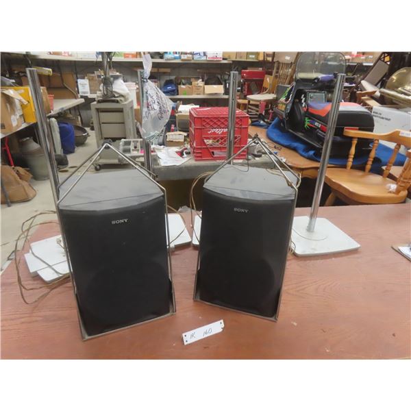 Four Panasonic Speaker Stands and Two Sony Speakers (Model SS-H991)