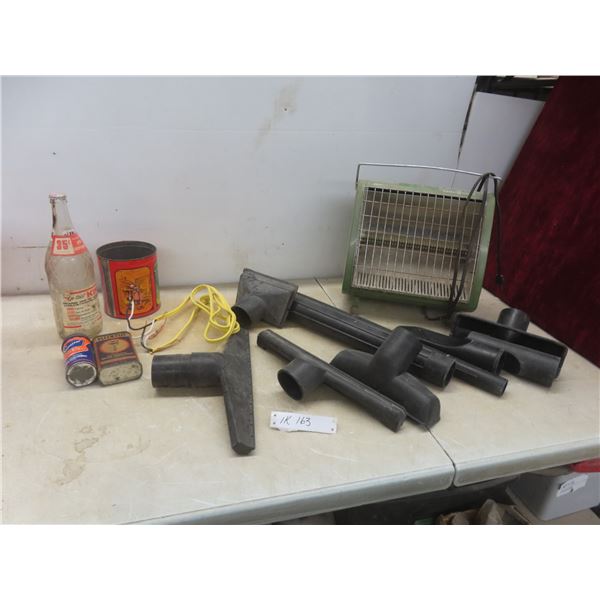 GE Electric Heater, Shop-Vac Attachments, Kleen-Flo Tin, Superior Tube Repair Kit, and More