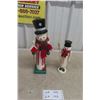 Image 1 : Pair of Vintage Hand-Painted Wooden Snowman Nutcrackers in Two Sizes.