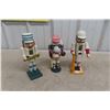 Image 1 : Set of Three Vintage Hand-Painted Wooden Ballplayer Nutcrackers