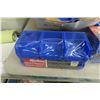 Image 2 : Three Boxes of New Heavy Blue Plastic Rust-Proof Interlocking Bins for Parts, Hardware, and Office