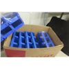 Image 6 : Three Boxes of New Heavy Blue Plastic Rust-Proof Interlocking Bins for Parts, Hardware, and Office