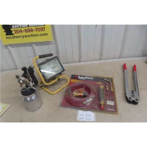 New Acetylene Torch Kit, Halogen Light, Air Paint Spray, and Crimper