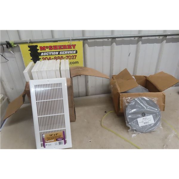 Ten Baseboard Grilles 6" x 14" and Nine Rolls of 3/4" Plastic Hanging Straps