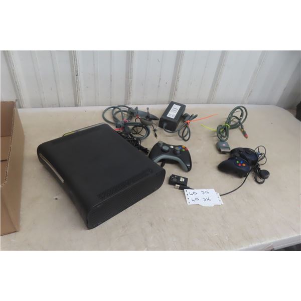 Xbox 360 with 120GB HDD, Power Cords, AC Adaptor, USB Controller, Second Controller with