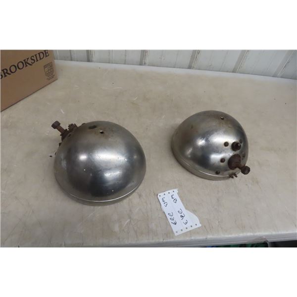 Two Vintage Ford Twolite Chrome Headlight Buckets (No Glass)