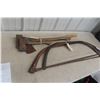 Image 4 : Two Large Vintage Buck Saws with Three Axes, Including One Welland Vale