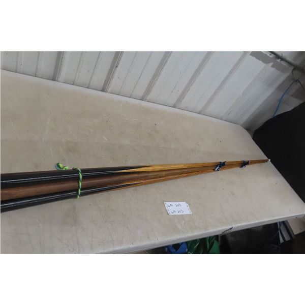 Five Antique Wooden Billiard Pool Cues from Old Pool Hall