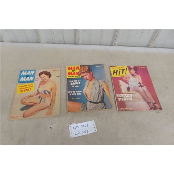 Three Vintage Men’s Stag Magazines with Great Ads and Photos
