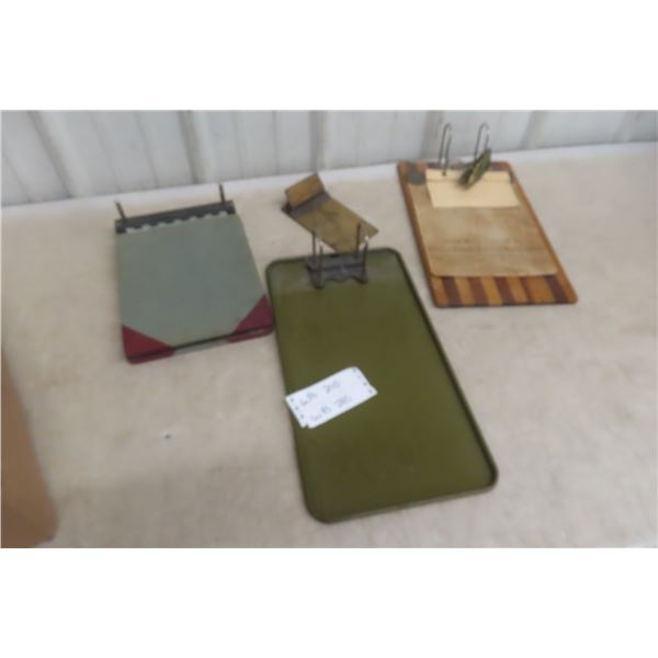 Five Antique Clipboards Including Brass Western Trust Co. Clipboard
