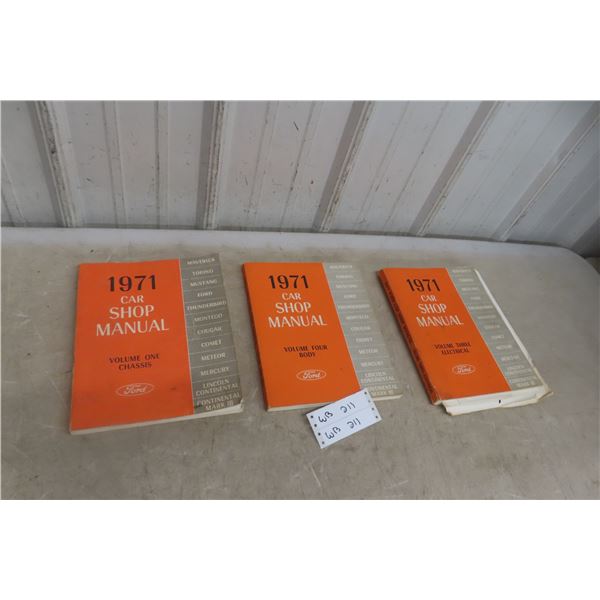 Three 1971 Ford Shop Manuals for Mustang, Cougar, and Comet
