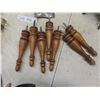 Image 2 : Assorted Antique Furniture Hardware Including Finials, Glass Knobs, Doorbell, and Wood Legs