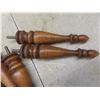 Image 3 : Assorted Antique Furniture Hardware Including Finials, Glass Knobs, Doorbell, and Wood Legs