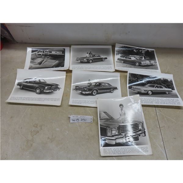 Seven 1975 Ford Dealership Promotional Black-and-White Glossy Photos: Granada, Landau, Meteor,