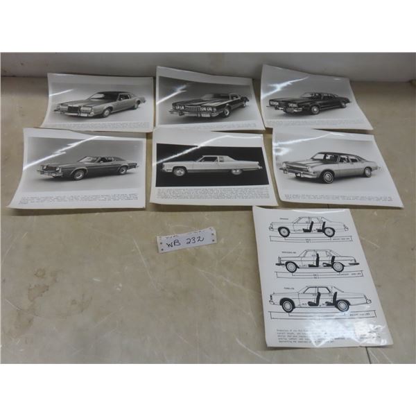 Seven 1975 Ford Dealership Promotional Black-and-White Glossy Photos: Montego, Thunderbird,