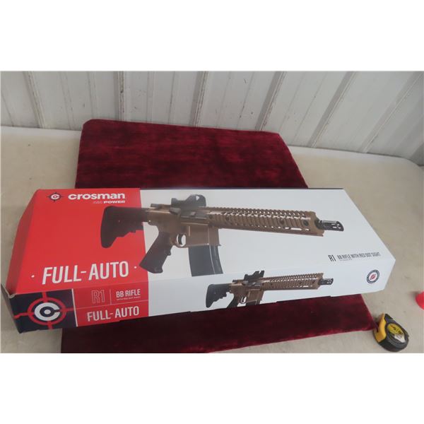 Crosman Air Powered Full-Auto BB Rifle Model R1 with Red Dot Sight and Box