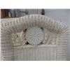 Image 6 : White Wicker Rocking Chair, Ornate Circular Back Motif, Openwork Sides, Rolled Arms
