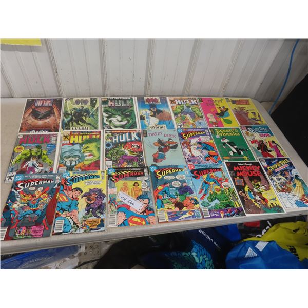 Twenty-One Comics Including Dark Knight, Incredible Hulk, Superman, Walt Disney, and More