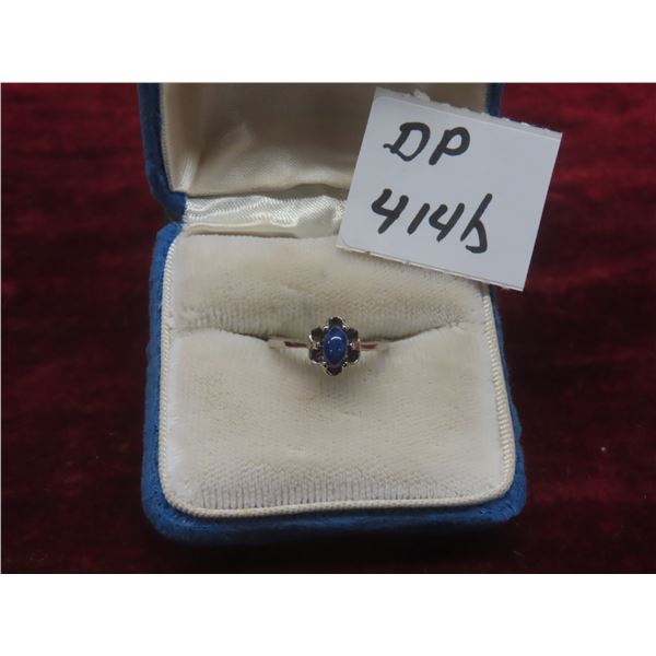 Vintage 10K White Gold and Blue Sapphire Ring, Size 6