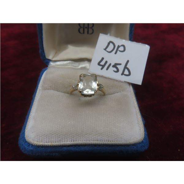 Vintage 10K–14K Gold Ring With Stone, Size 6.5–7