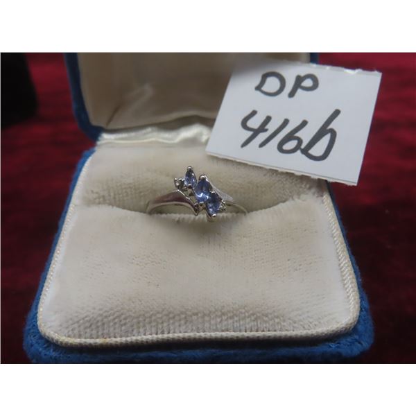 10K White Gold and Natural Tanzanite Ring, Size 7