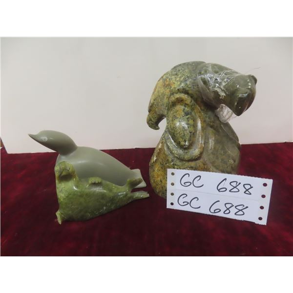 Three Soapstone-Style Inuit Carvings (Damaged, See Pictures)