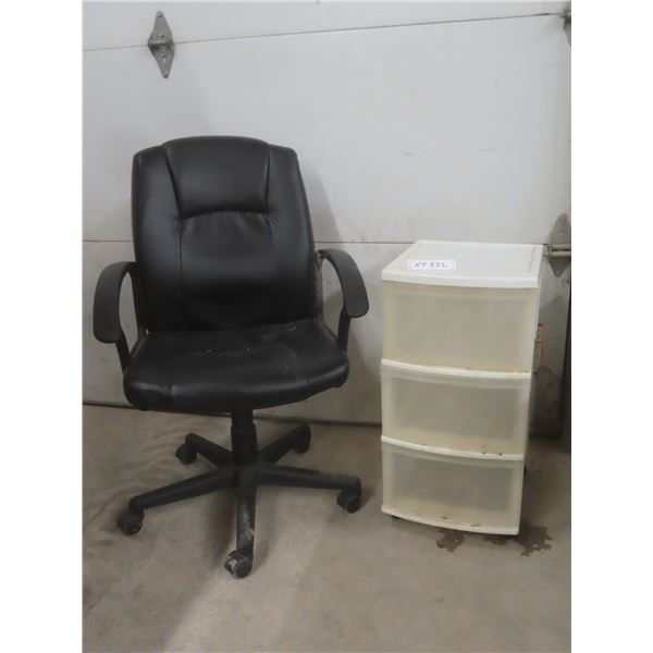 Office Chair and Storage Drawer Set - Black Chair, 3-Drawer Organizer