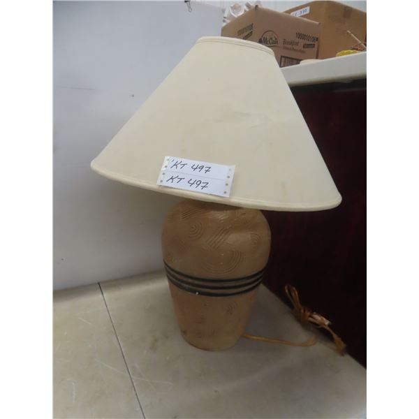 Lamp - Ceramic Base, Unique Textured Pattern, Fabric Shade 27" Tall
