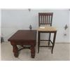 Image 1 : Wooden Bar Stool and End Table 23" x 24" x 26"