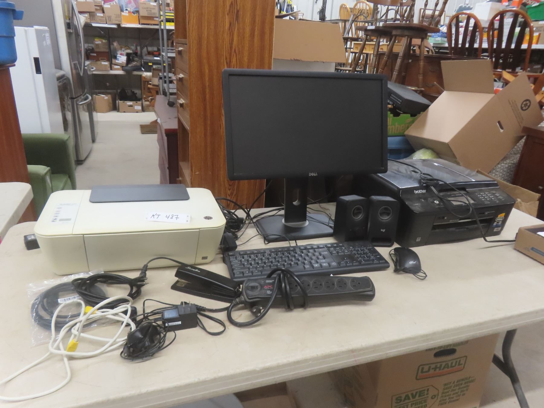 Dell Monitor, Keyboard, Two Speakers, Mouse, Two Printers, Power Bar ...