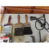 Image 2 : Painting Supplies Including Brushes, Scrapers, Trowels, Knives, Glue Gun, Duct Tape, Hammers, and