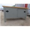 Image 1 : Steel Work Table and Storage Cabinet With Butcher Block Top, 34" x 30" x 60"