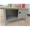Image 6 : Steel Work Table and Storage Cabinet With Butcher Block Top, 34" x 30" x 60"