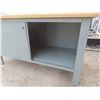 Image 8 : Steel Work Table and Storage Cabinet With Butcher Block Top, 34" x 30" x 60"