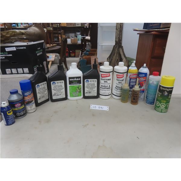 Variety of Fluids Including Cutting Oil, Mineral Spirits, Synthetic Gear/Axle Lube, Brake Parts