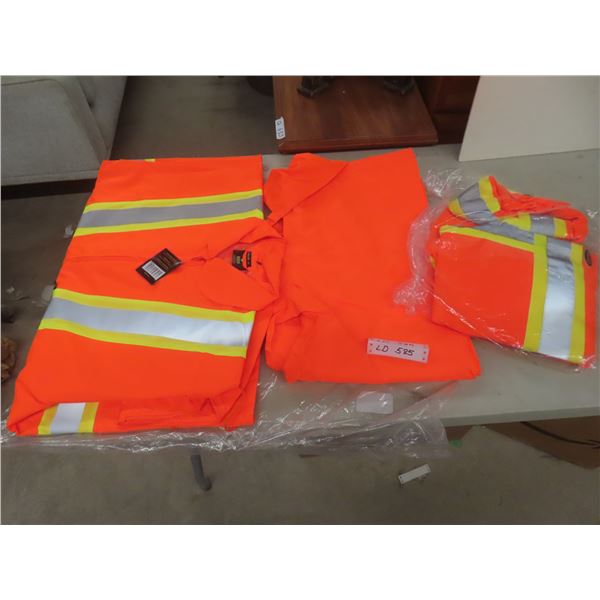 New Hi-Vis Jacket, Bib Rain Gear, and Two Shirts (Size XL)