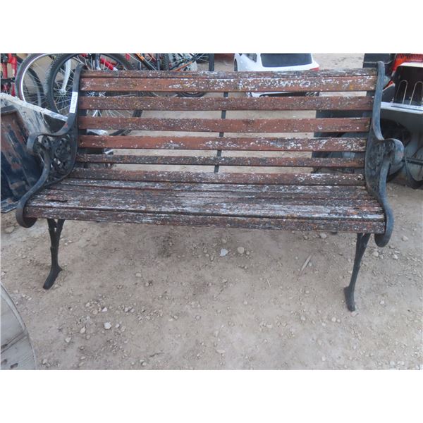 Cast Iron and Wood Garden Bench, 50" Wide