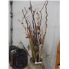 Image 8 : Large Floor Vase With Dried Flowers and Twisted Willows, 76" High, and Wooden Ironing Board