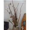 Image 9 : Large Floor Vase With Dried Flowers and Twisted Willows, 76" High, and Wooden Ironing Board