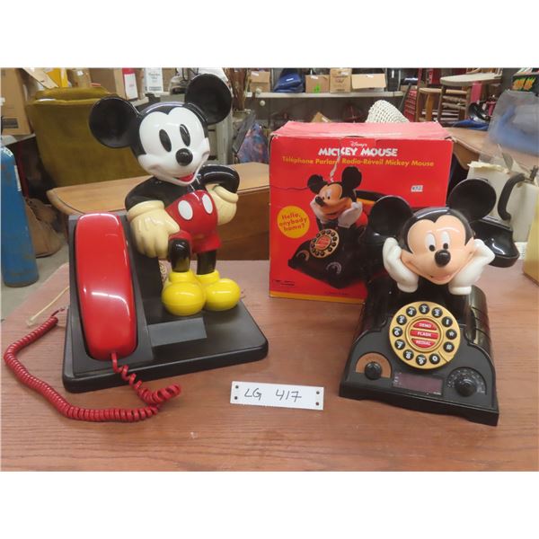 2 Mickey Mouse Telephones (Missing Power Cord)