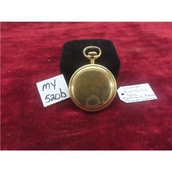 Stamped A.W.C. Co. 14K Antique Men’s Pocket Watch