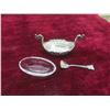 Image 2 : Salt Cellar Viking Ship Stamped 925S Sterling With Spoon Stamped 830S and Glass Insert (Bowl Length