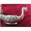 Image 3 : Salt Cellar Viking Ship Stamped 925S Sterling With Spoon Stamped 830S and Glass Insert (Bowl Length