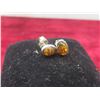 Image 2 : Two Pairs of Earrings: 14K SLC (Stamped) Gold Hoops and Stamped 925 Sterling Silver and Amber Studs