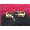 Image 9 : Two Pairs of Earrings: 14K SLC (Stamped) Gold Hoops and Stamped 925 Sterling Silver and Amber Studs