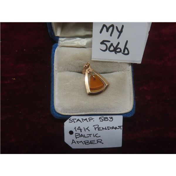 14K Baltic Amber Pendant (Stamped 583)