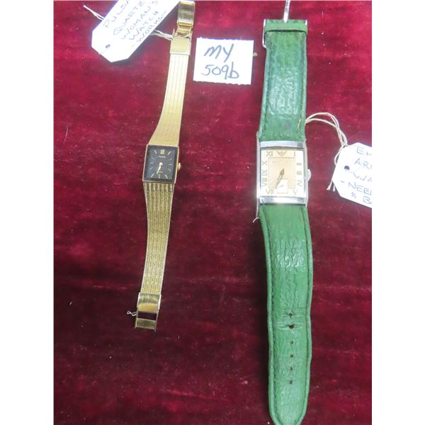 Pulsar Quartz Women’s Watch (Working) and Emporio Armani Watch (Needs Battery and Band)