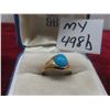 Image 1 : 14K Stamped Gold and Natural Turquoise Stone Ring