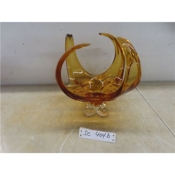 Vintage Lorraine Art Glass Centerpiece Bowl, 10 1/2" High